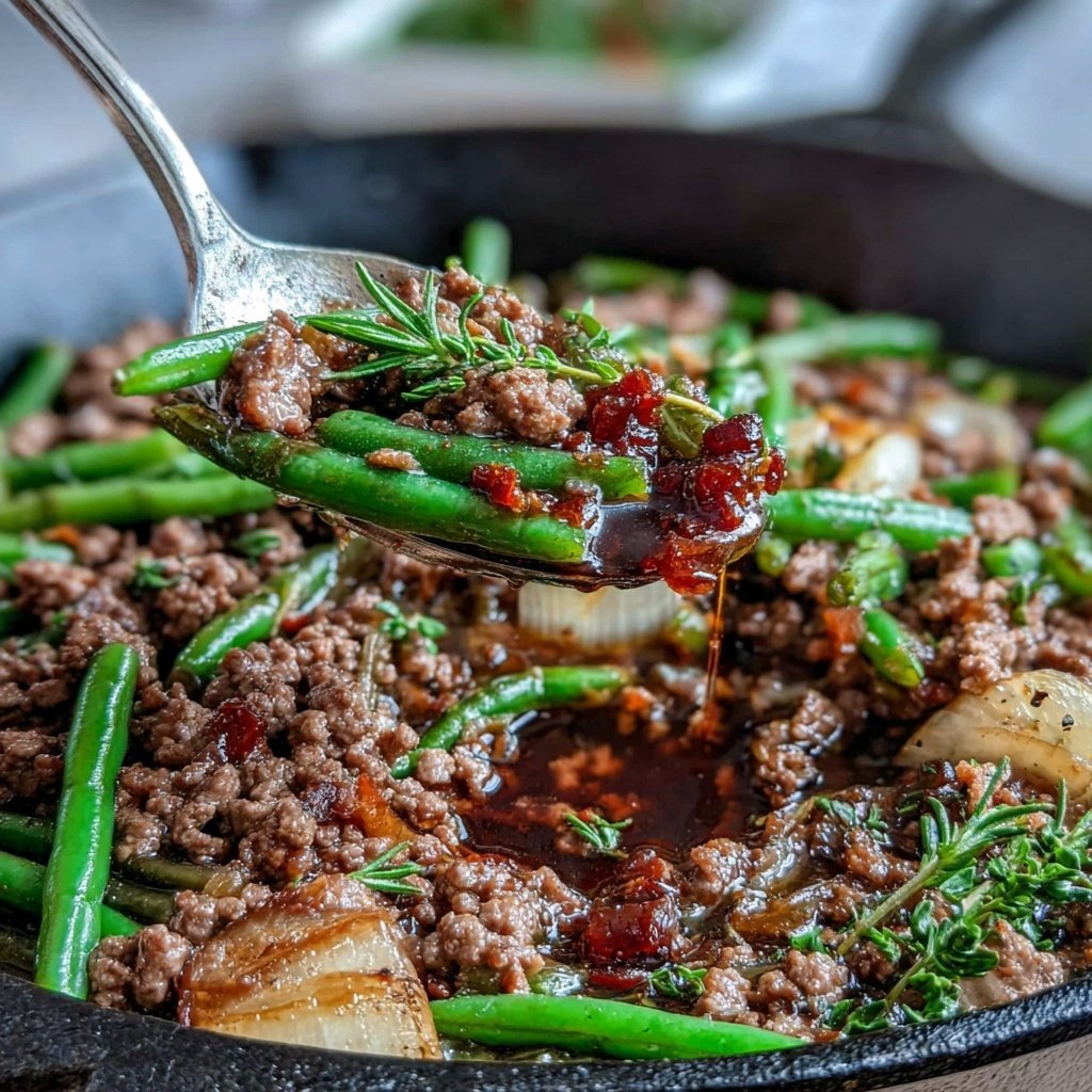 Hamburger Meat And Green Bean Skillet