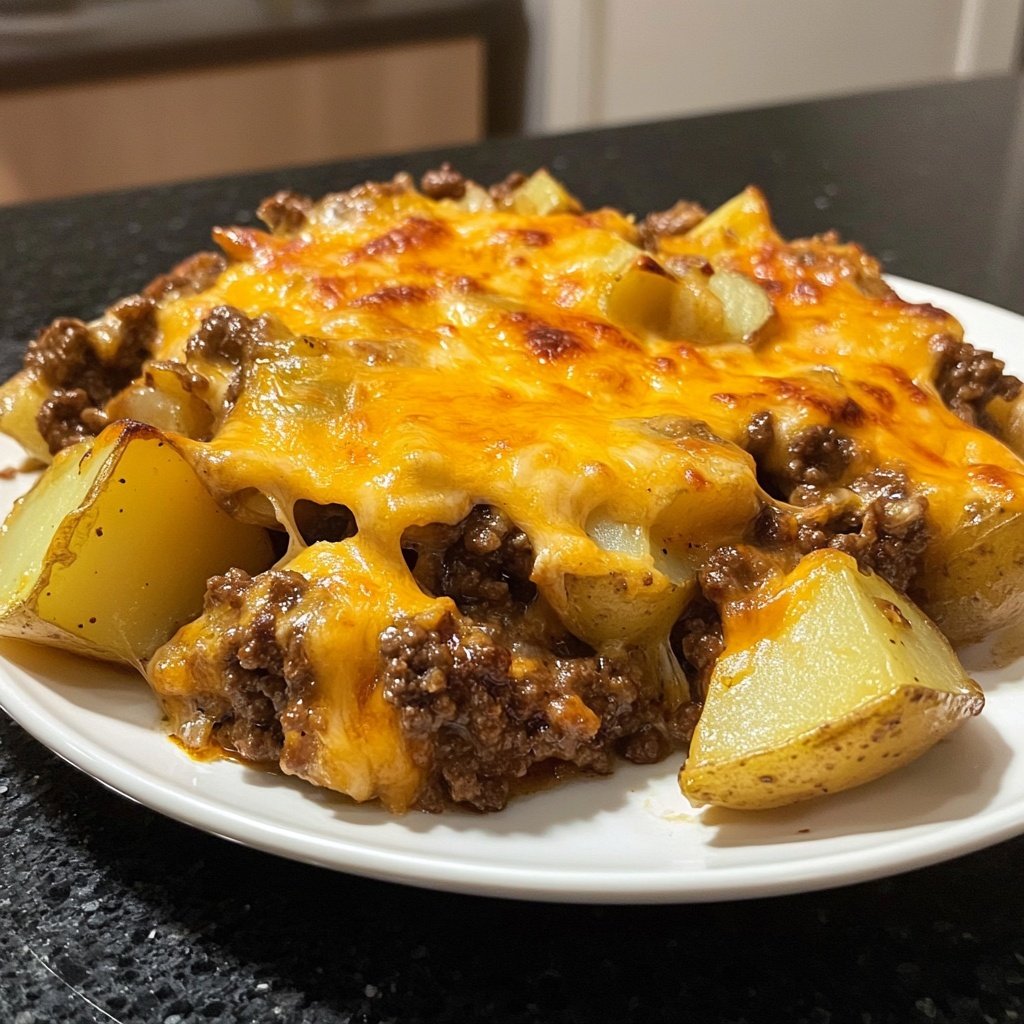 One Pan Cheesy Meat and Potato Skillet