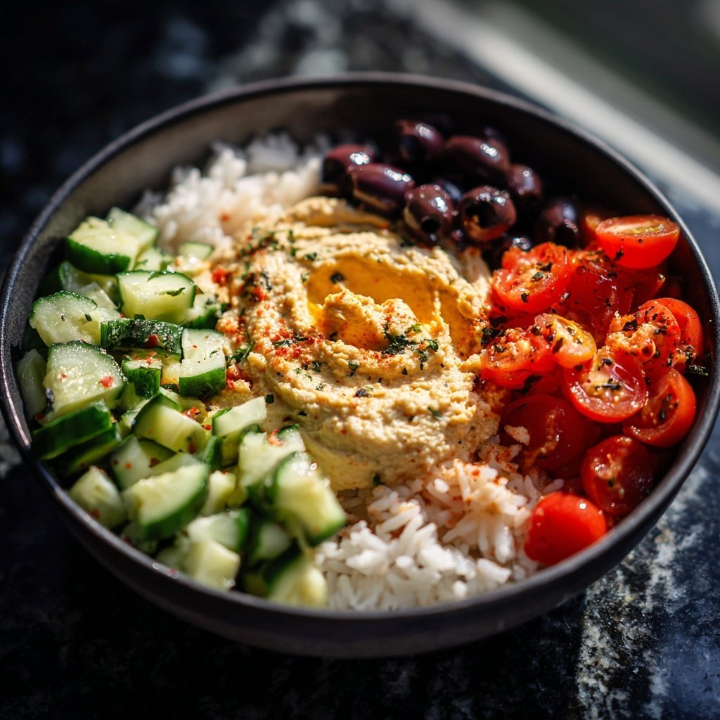 Mediterranean Rice Bowl With Hummus