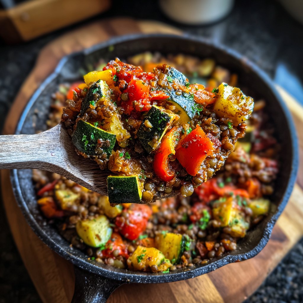 Roasted Veggie Lentil Skillet
