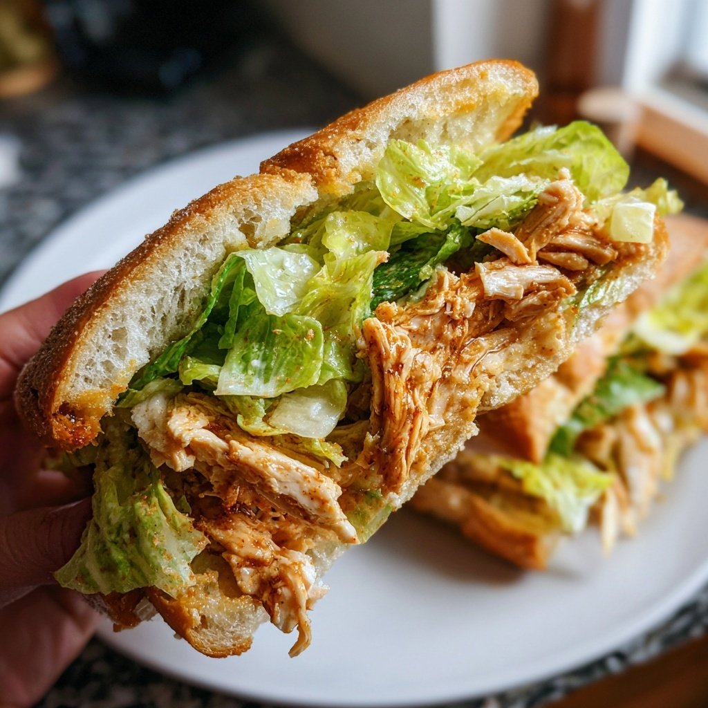 Easy Slow Cooker Chicken Caesar Sandwiches