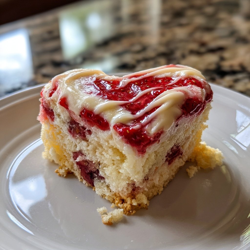 Mini Heart Cake with Vanilla Strawberry Swirl