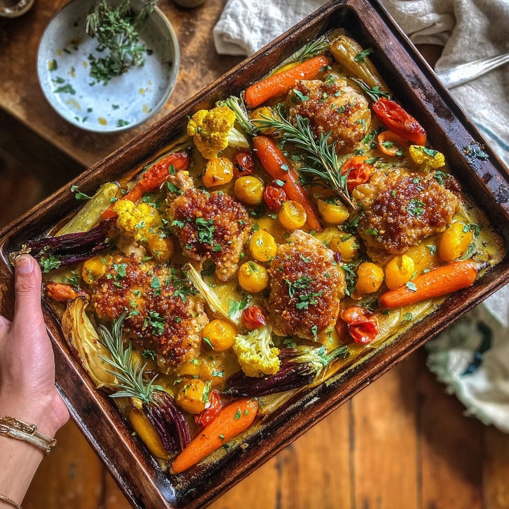 Healthy Honey Mustard Chicken Sheet Pan Dinner